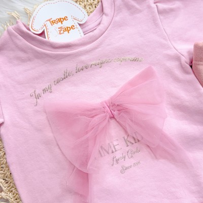 Conj. Blusa Manga Longa Laço Lovely Girls e Calça Legging - Rose